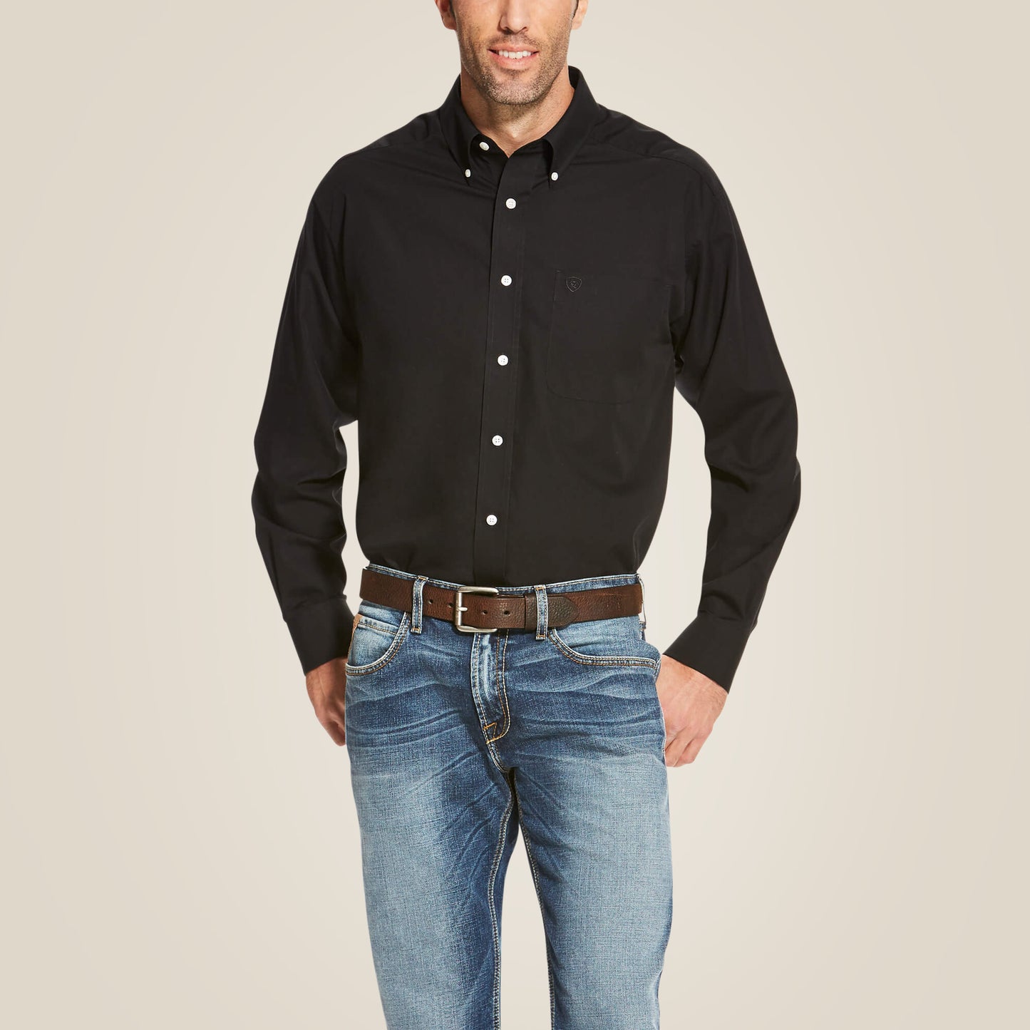 10020328 Ariat Men's Solid Shirt Black