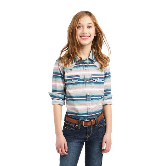 10042240 Ariat Girls REAL downstream snap LS Shirt Downstream serape