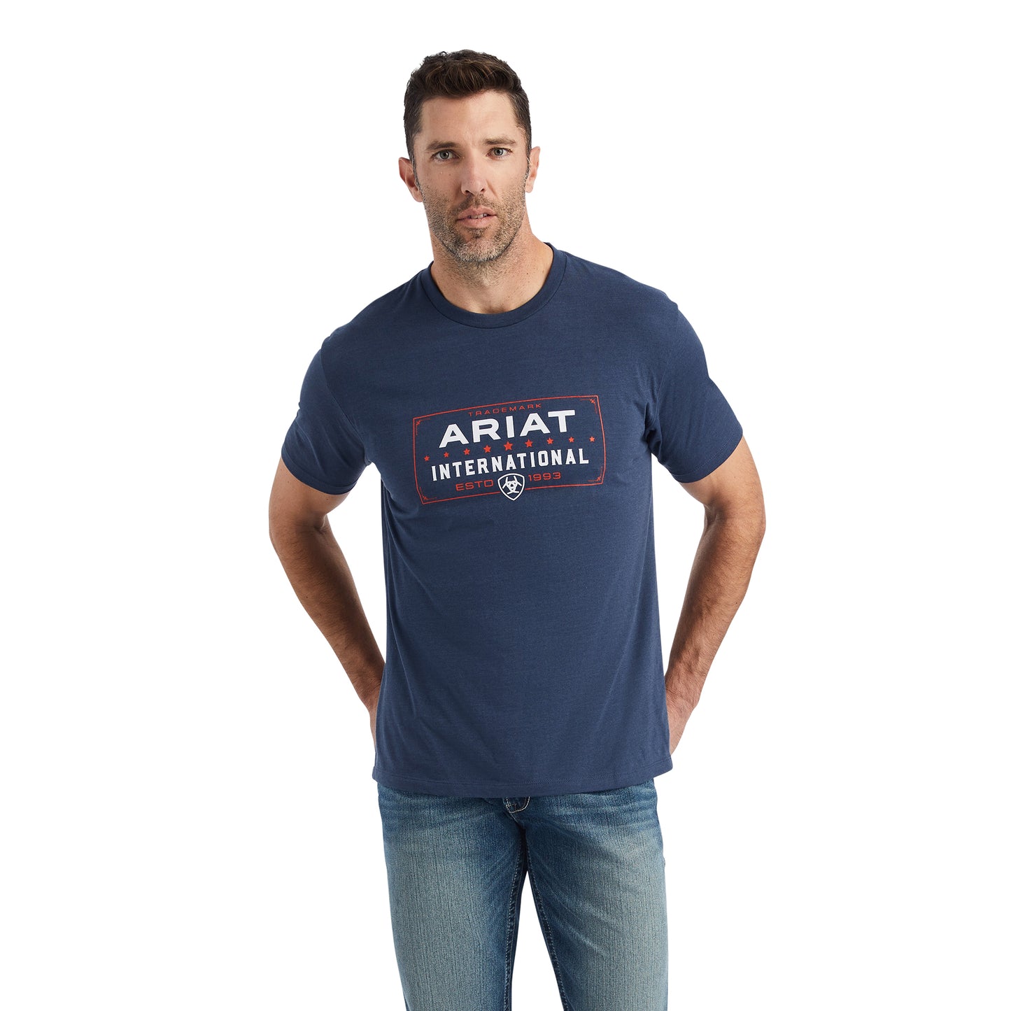 10042754 Ariat Mns Western Lockup SS T-Shirt Navy Heather