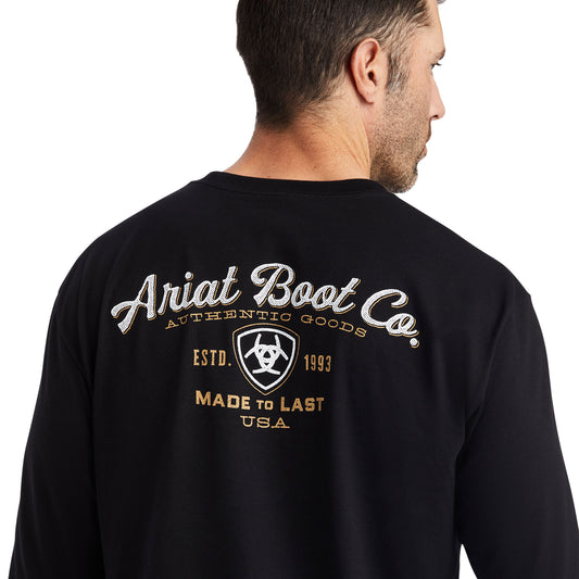 10042782 Ariat Mns Type Crest LS T-Shirt Black
