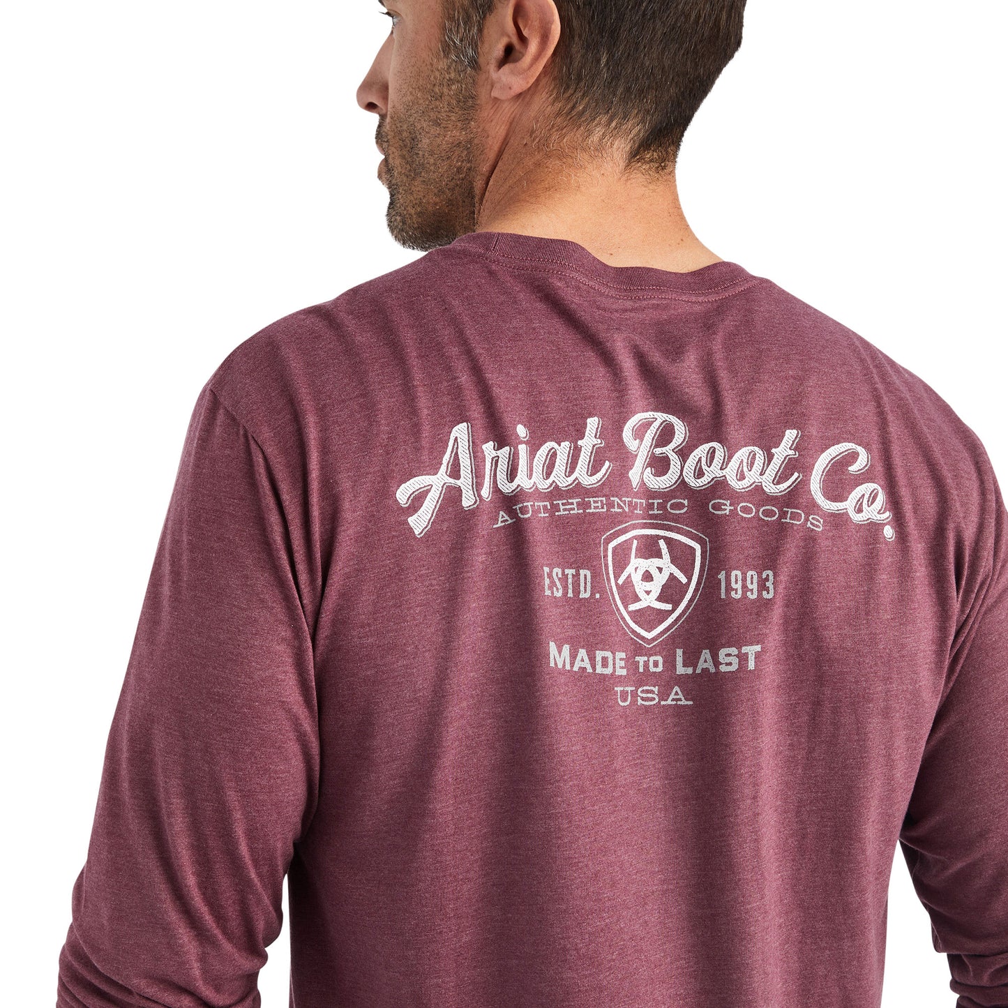 10042783 Ariat Mns Crest LS T-Shirt Burgundy Heather