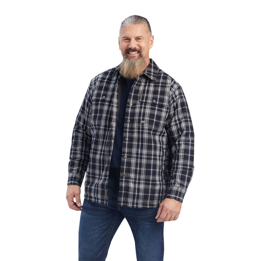 10042089 Ariat Mns Rebar Flannel Insulated Shirt Jacket Black Plaid