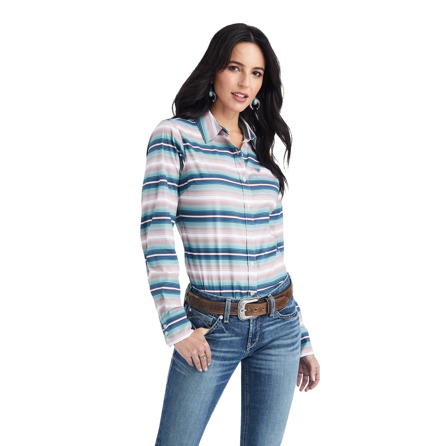 10042176 Ariat Women's REAL Kirby Stretch LS Shirt Downstream