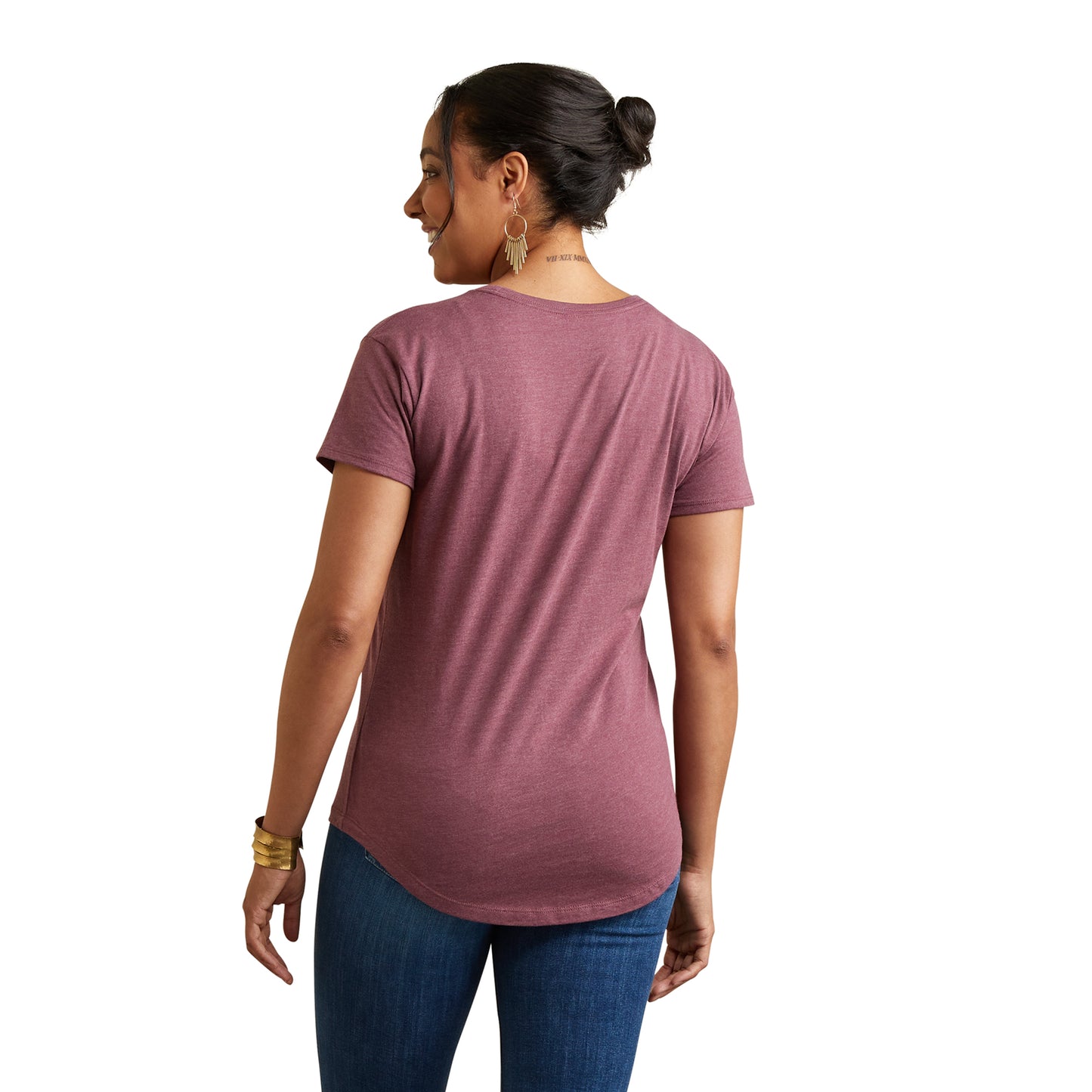 10042789 Ariat Wms Cow Gal SS T-Shirt Burgundy Heather