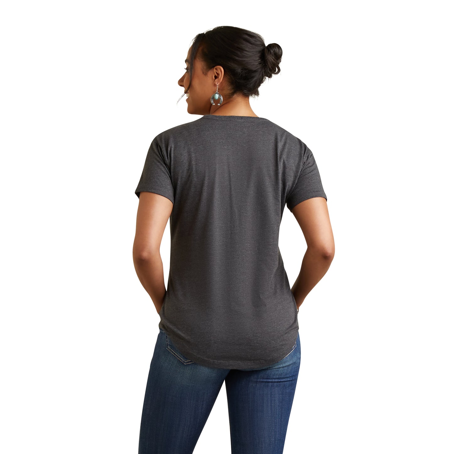 10042791 Ariat Wms Spur Script SS T-Shirt Charcoal Heather