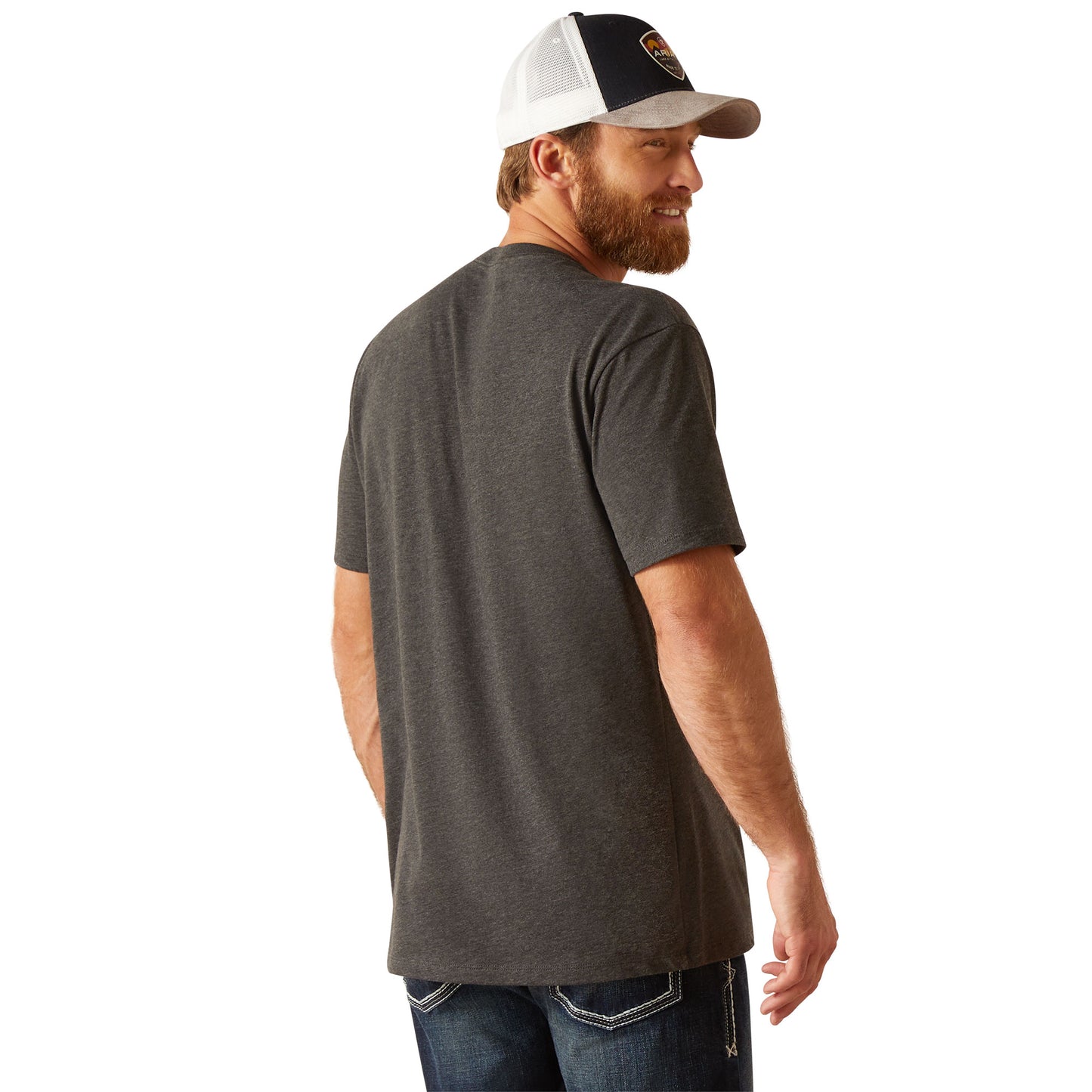 10047881 Ariat Men's License Plate Cowboy SS T Shirt Charcoal Heather