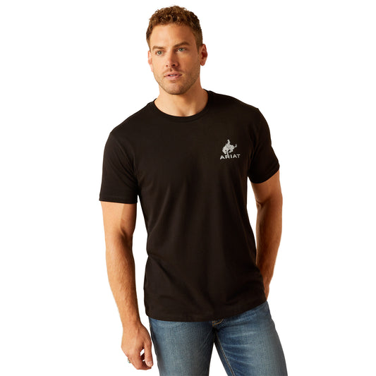 10047897 Ariat Men's Bronco Flag SS T Shirt Black