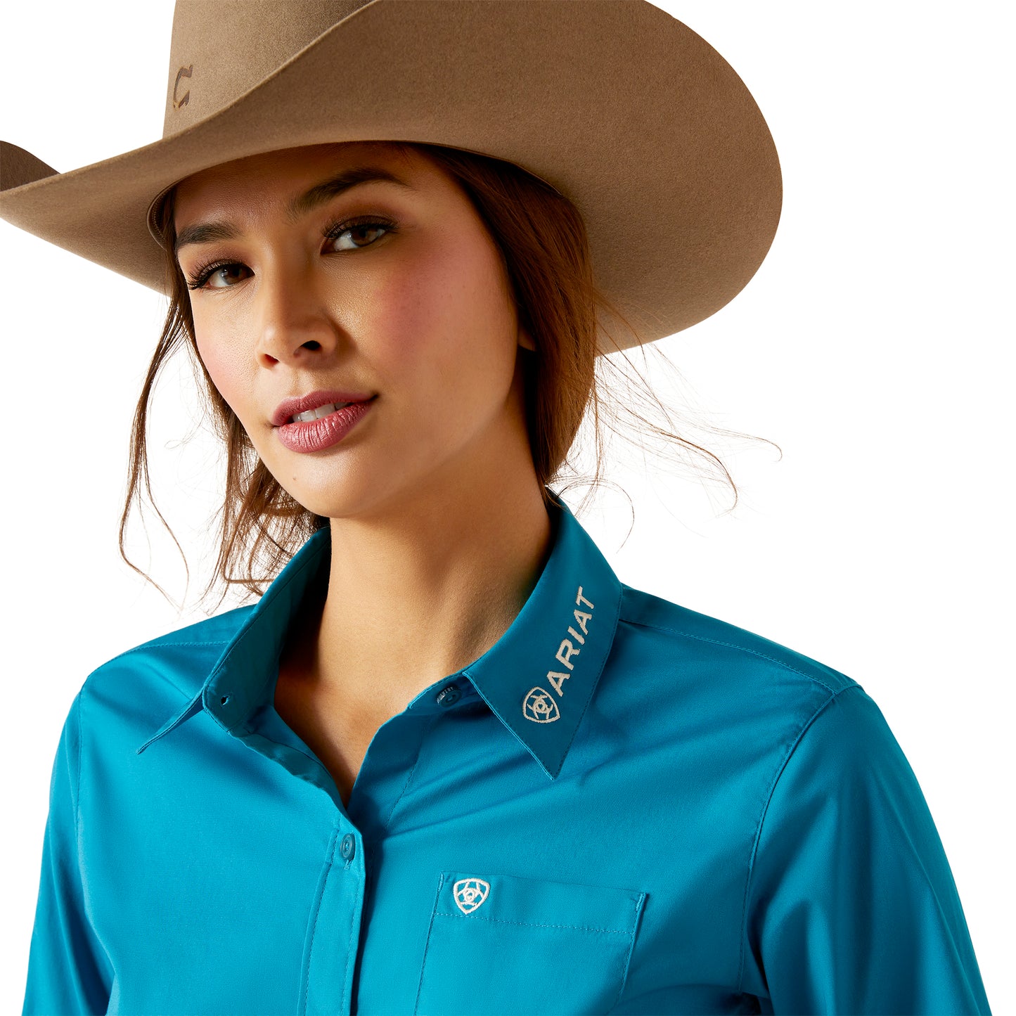 10046562 Ariat Women's Kirby Stretch Shirt Crystal Teal