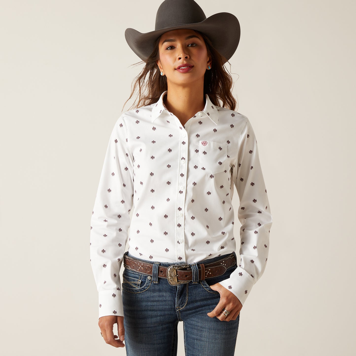 10047236 Ariat Women's WR Kirby Stretch LS Shirt Thunderbird