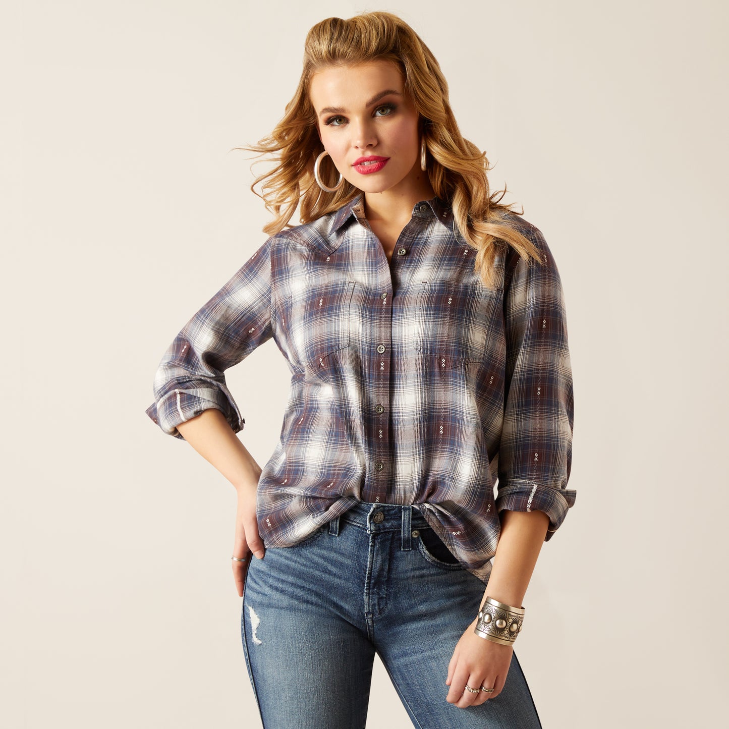 10047397 Ariat Women's Real Billie Jean LS Shirt Folkstone