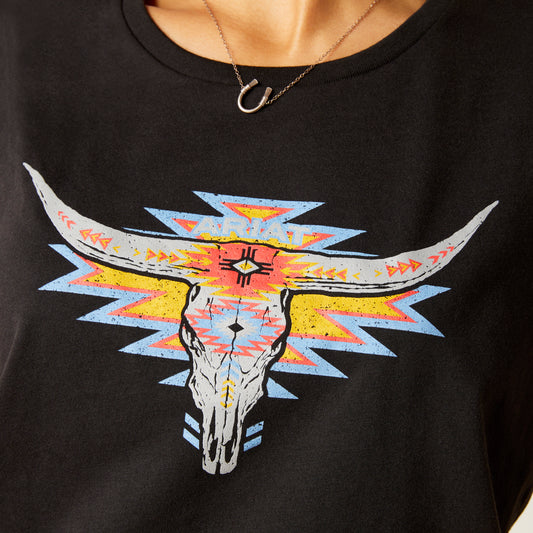 10047602 Ariat Wms Geo Skull SS Tee Black