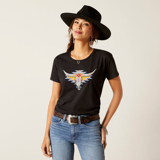 10047602 Ariat Wms Geo Skull SS Tee Black