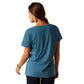 10047926 Ariat Women's Racing Script SS T Shirt Steel Blue Heather