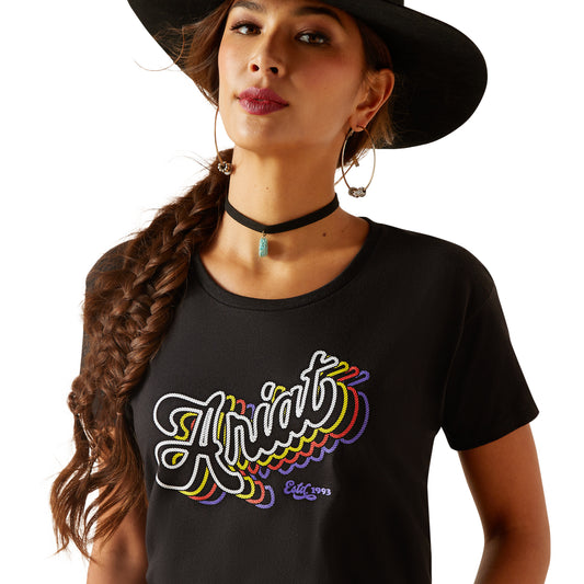 10047927 Ariat Women's Rainbow Script SS T Shirt Black