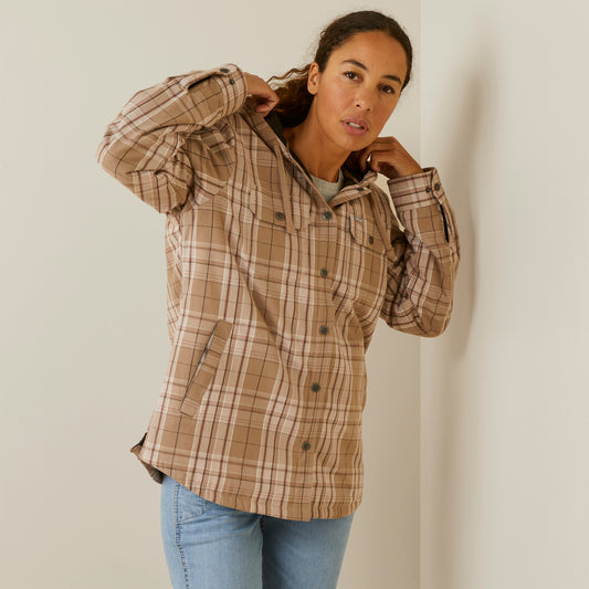 10046049 Ariat Women's Rebar Flannel Shirt Jacket Fossil Plaid