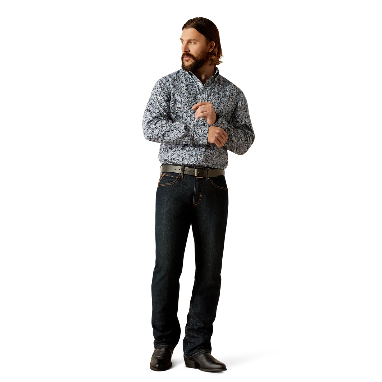 10051978 Ariat Men's  Wrinkle Free Luther Classic Fit-Grey