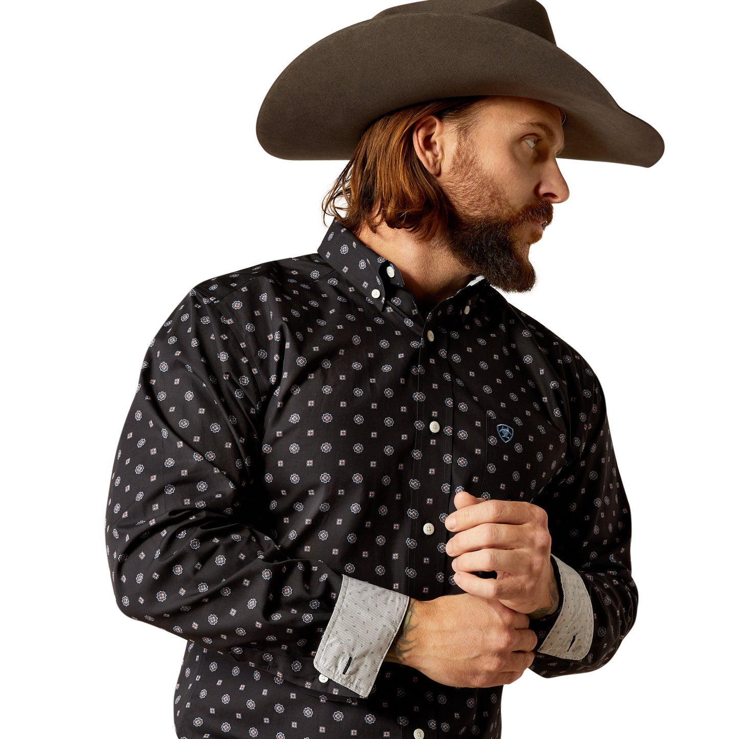 10051980 Ariat Men's Wrinkle Free Lenox LS Shirt Black