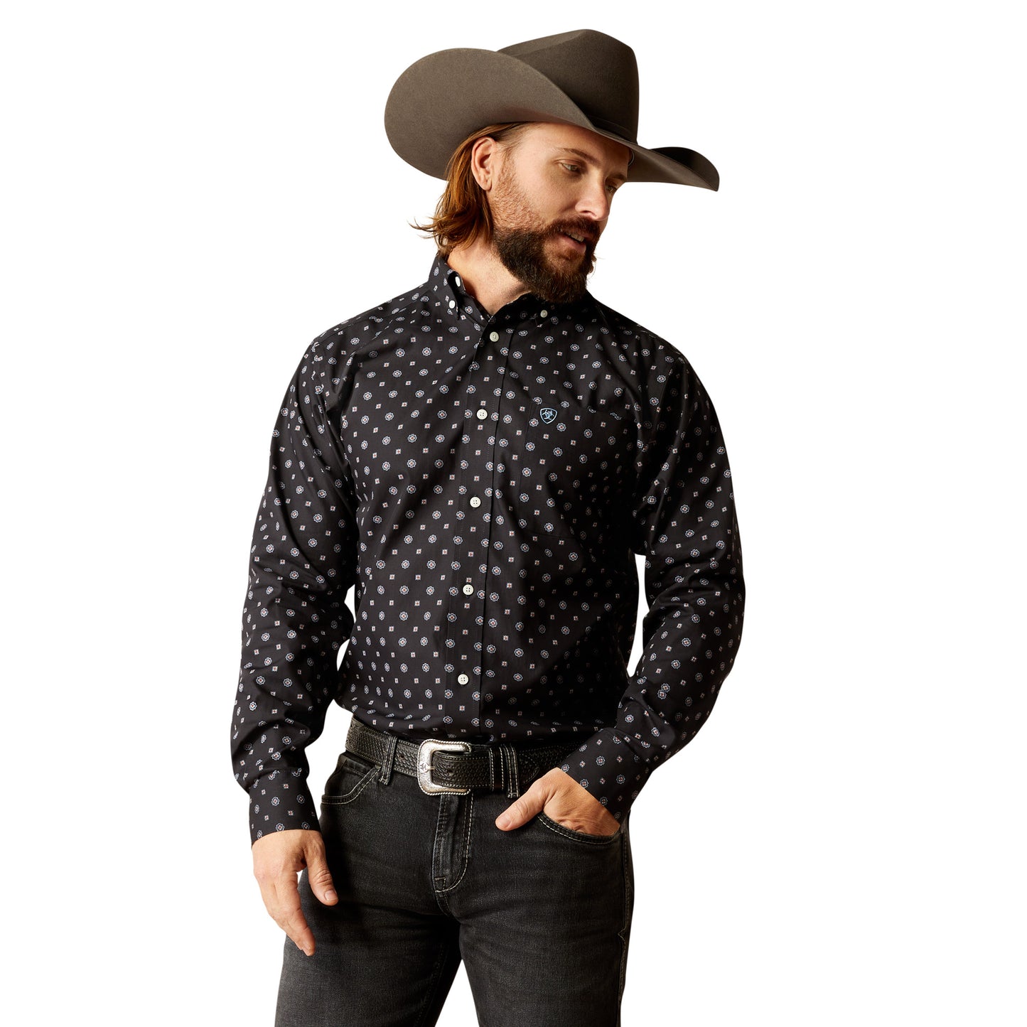 10051980 Ariat Men's Wrinkle Free Lenox LS Shirt Black
