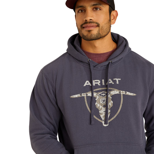 10052004 Ariat Men's Southwest Longhorn Hoodie Odyssey Grey