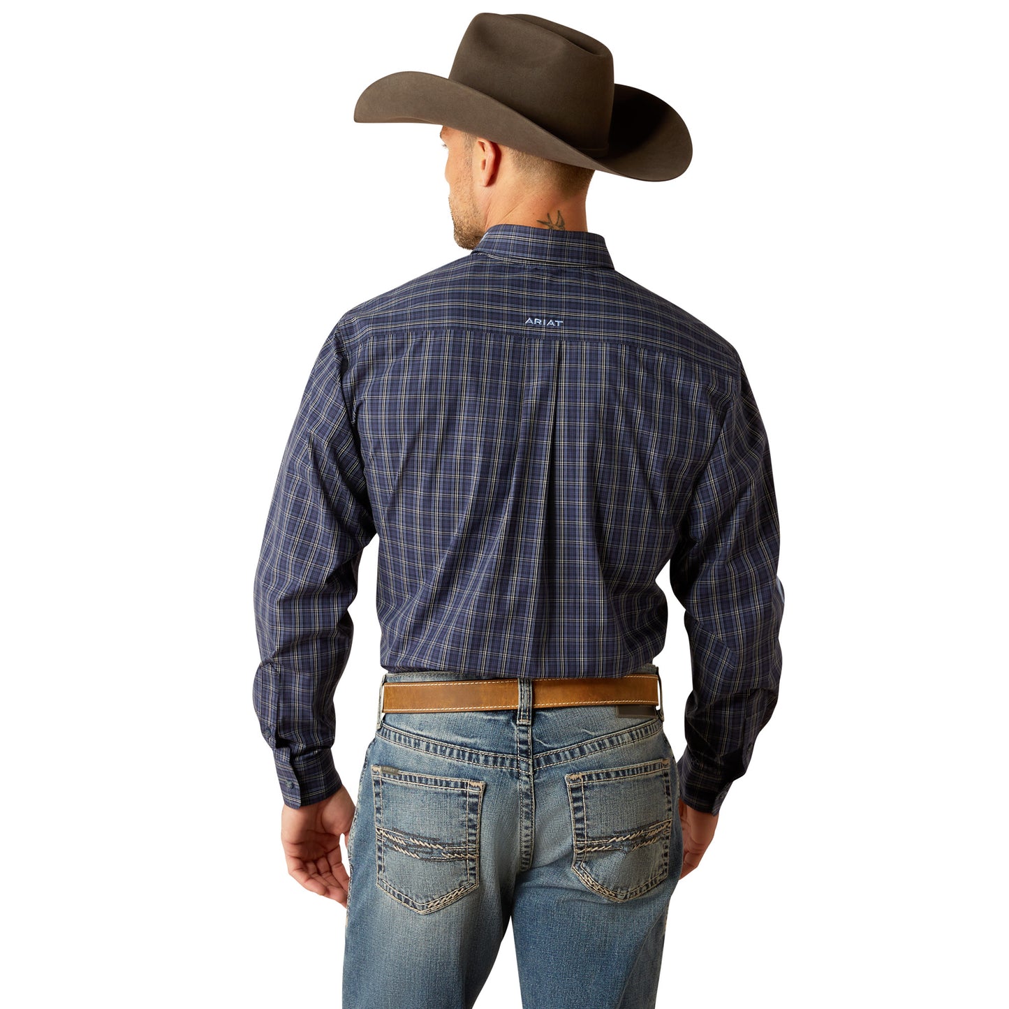 10052338 Ariat Men's Pro Series Team Kolt LS Shirt Navy Blue/Light Blue