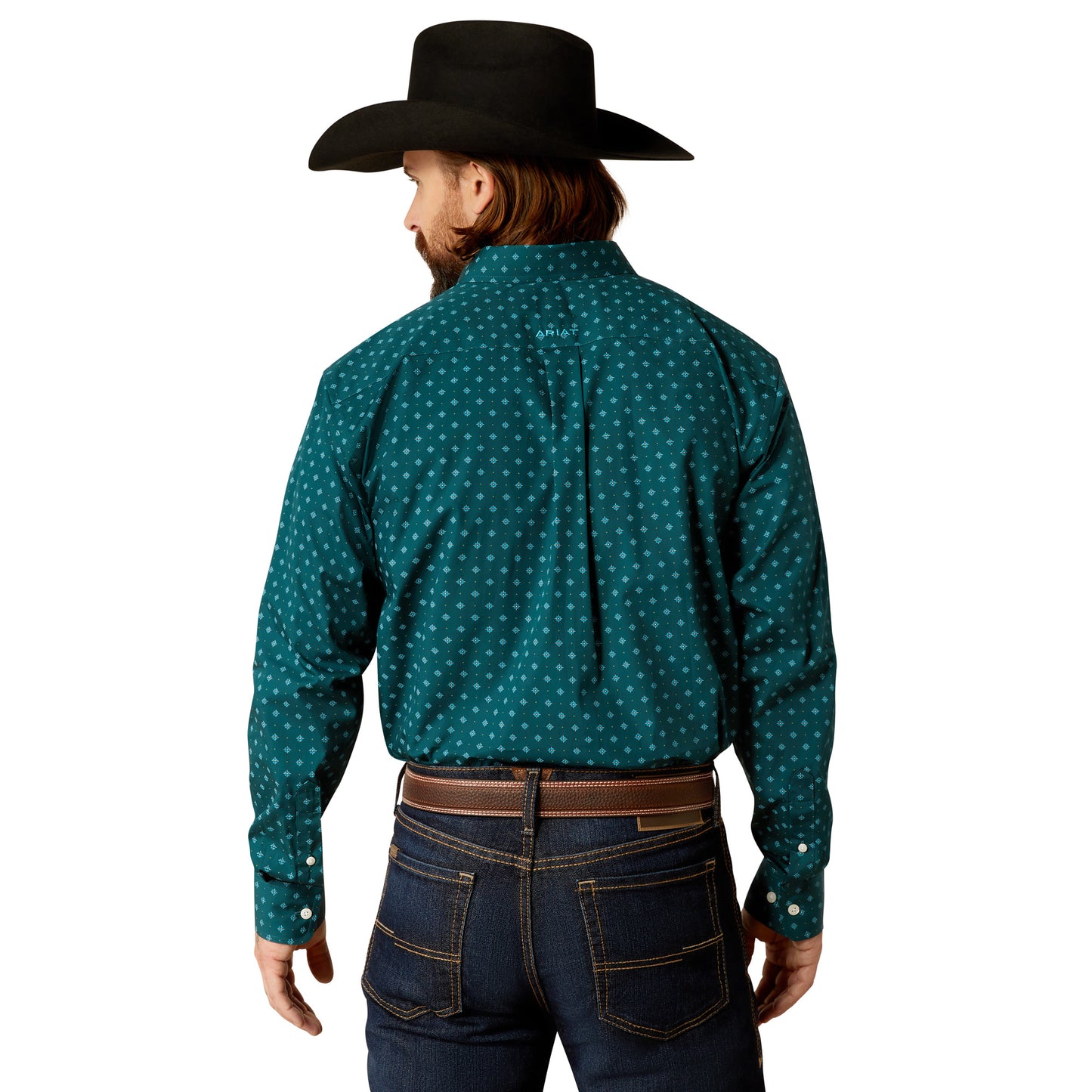 10052374 Ariat Men's Wrinkle Free Gunnar LS Shirt Deep Teal