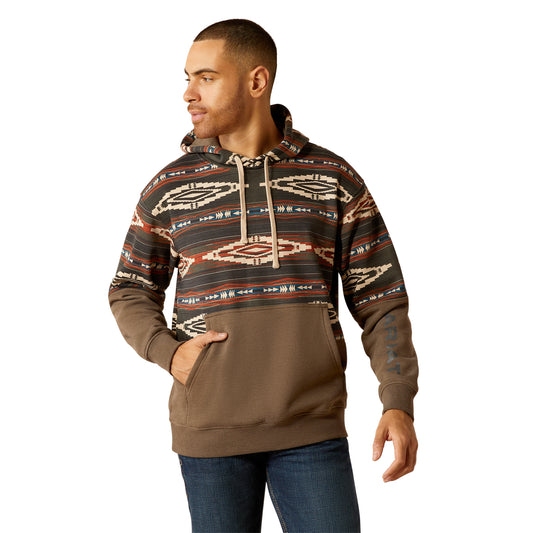 10052452 Ariat Men's Color Block Hoodie Brindle