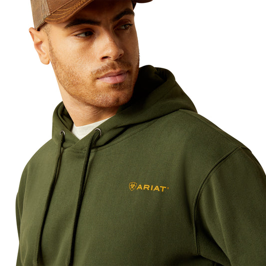 10052461 Ariat Men's Barbwire Skull Hoodie Dark Green