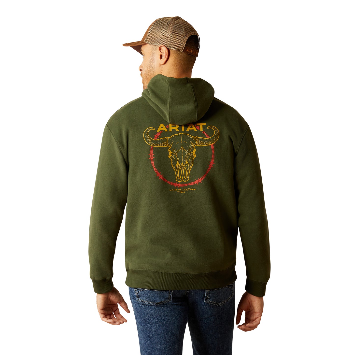 10052461 Ariat Men's Barbwire Skull Hoodie Dark Green