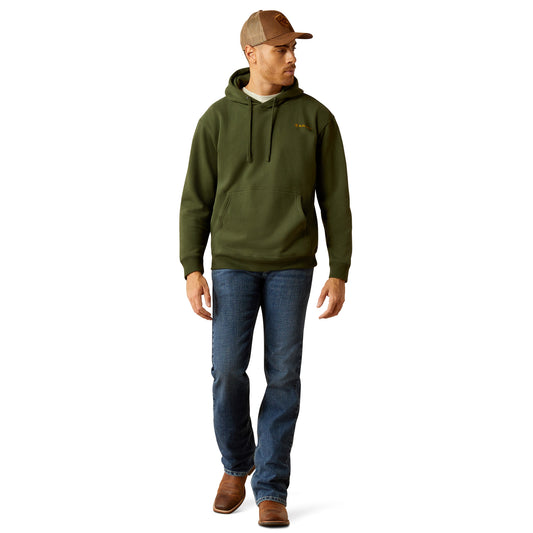 10052461 Ariat Men's Barbwire Skull Hoodie Dark Green