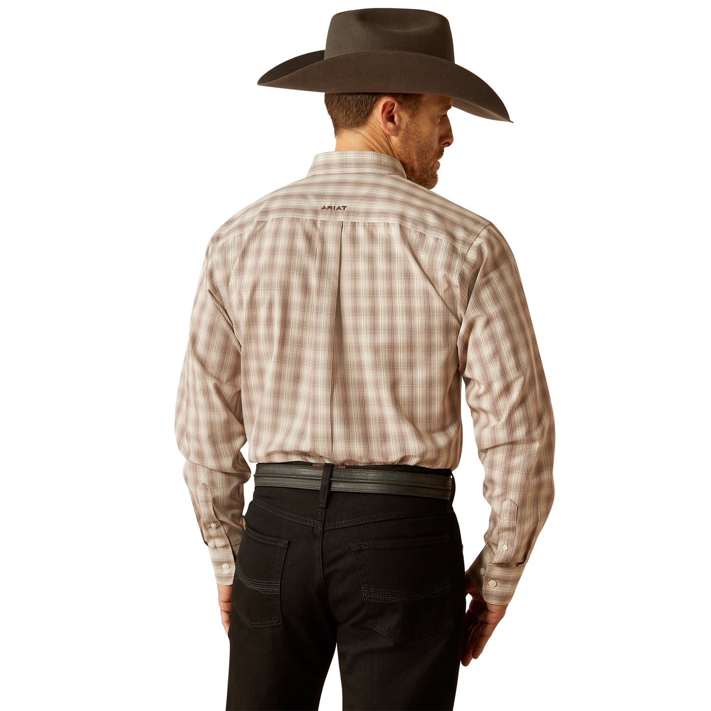 10053907 Ariat Men's Wrinkle Free Flemming Fitted Shirt Brown Check