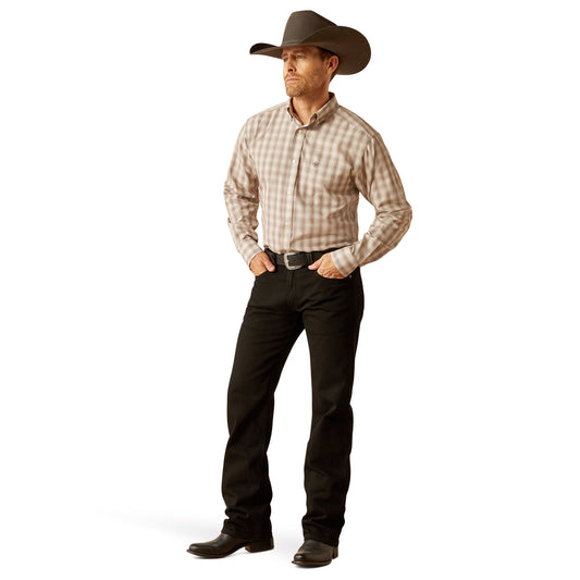 10053907 Ariat Men's Wrinkle Free Flemming Fitted Shirt Brown Check