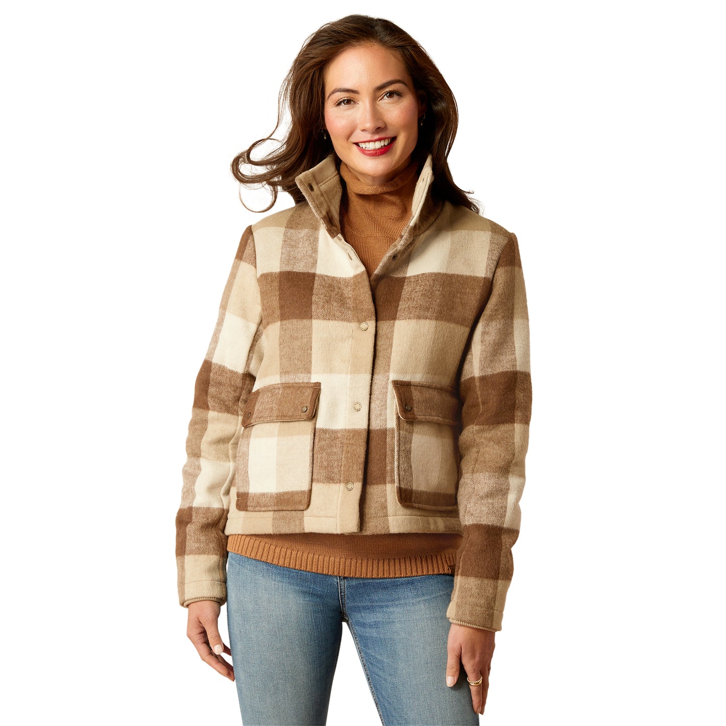 10052887 Ariat Women's Marland Jacket Camel Buffalo Plaid