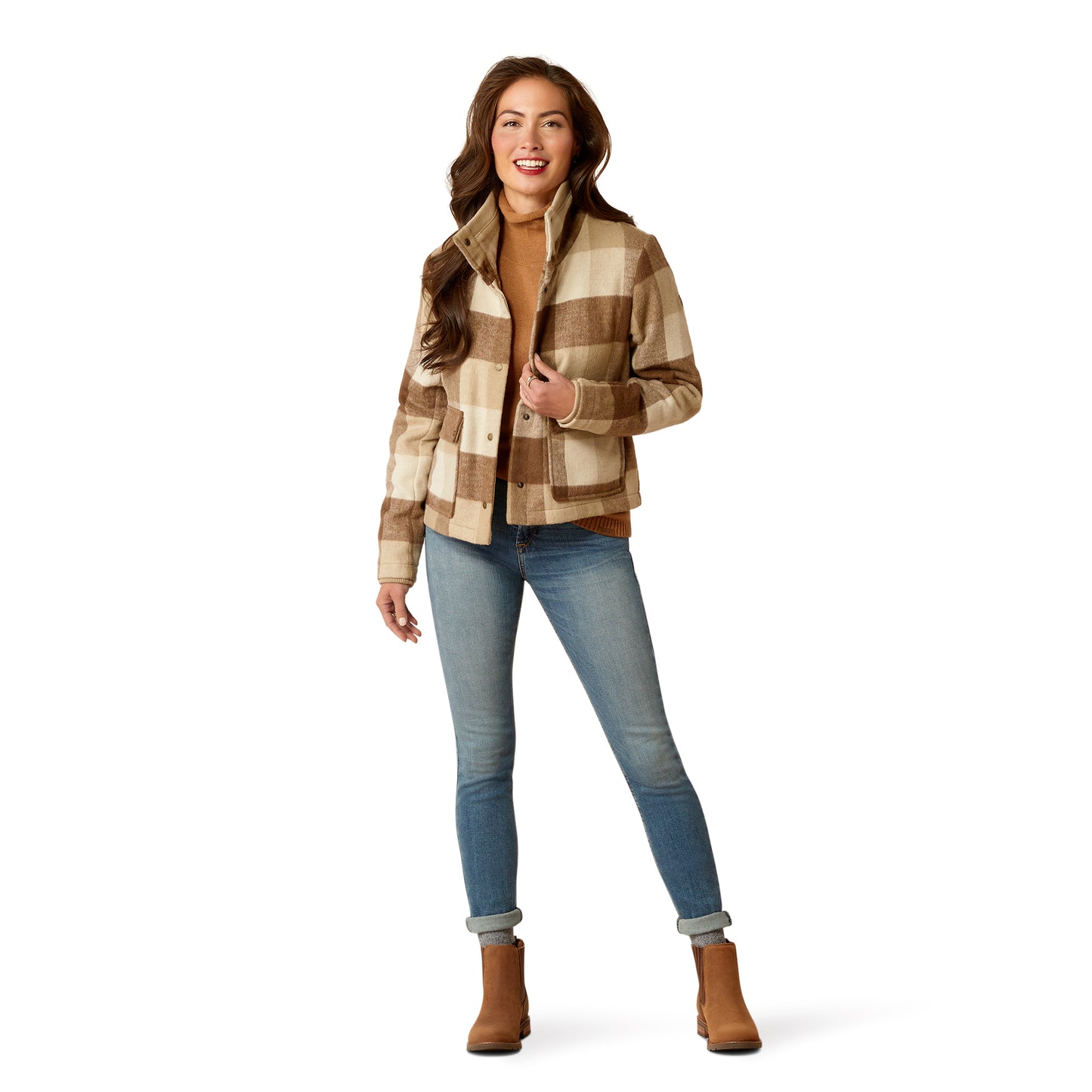 10052887 Ariat Women's Marland Jacket Camel Buffalo Plaid