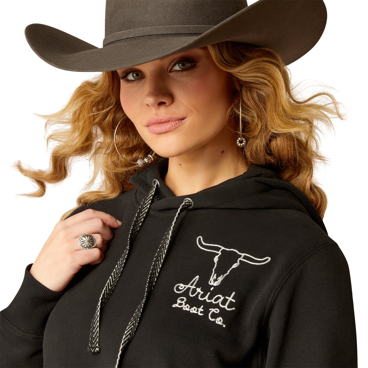 10051999 Ariat Women's Steer Stitch Hoodie Black
