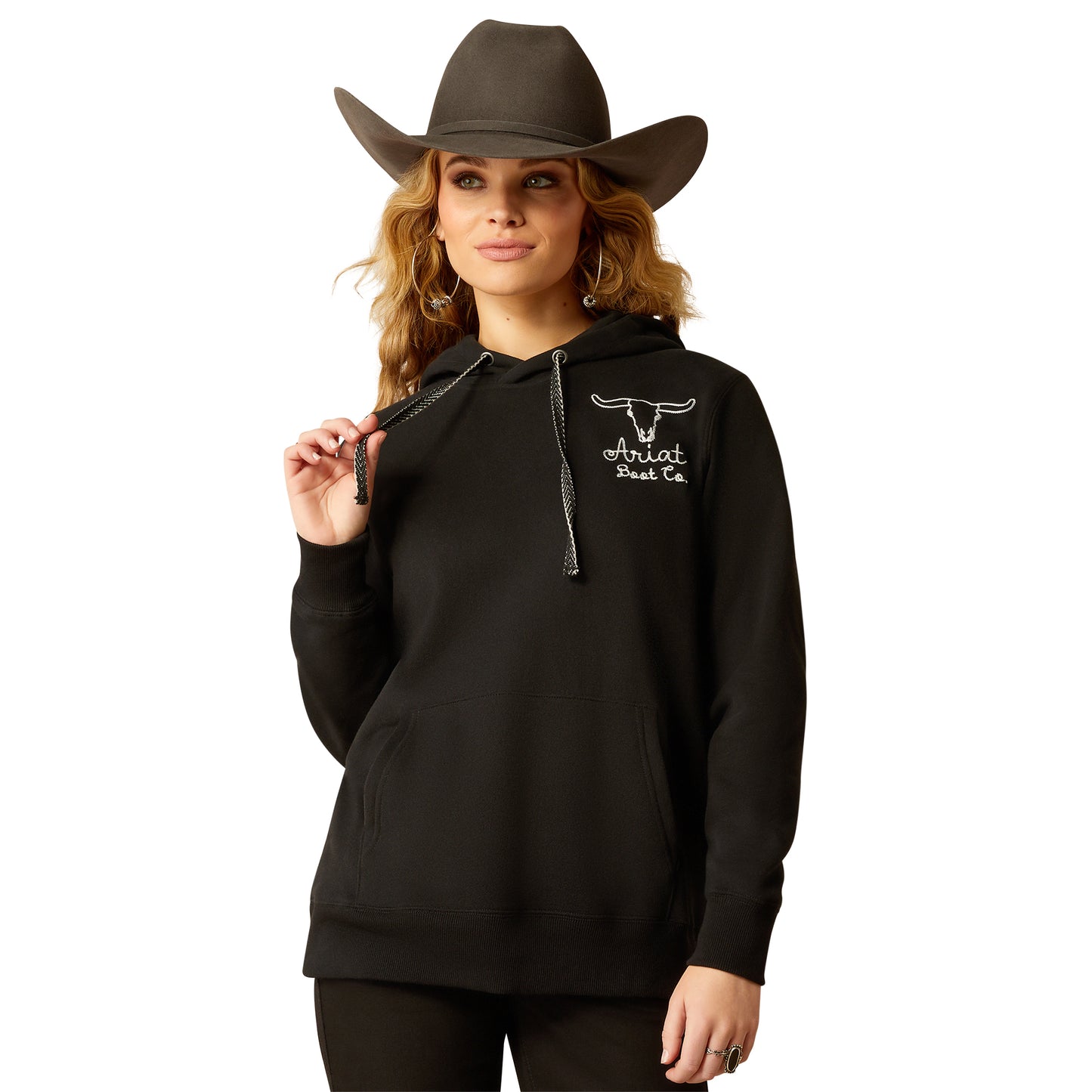 10051999 Ariat Women's Steer Stitch Hoodie Black