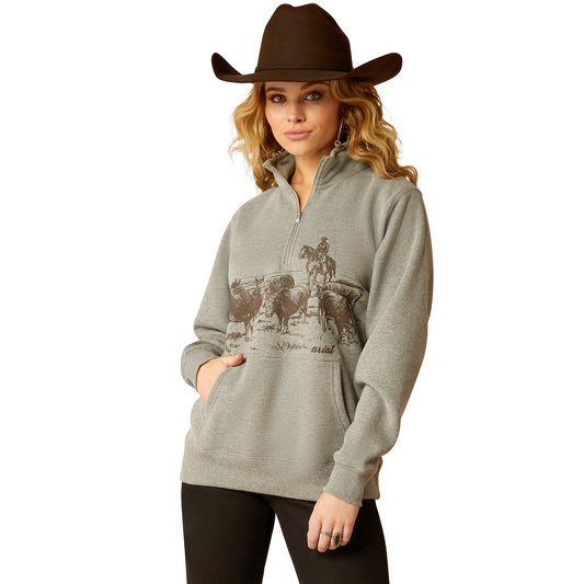 10052000 Ariat Women's 1/2 Zip Sweatshirt Heather Grey