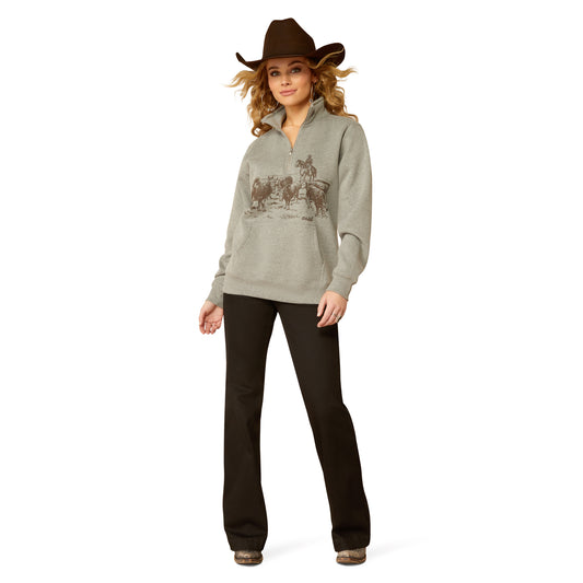 10052000 Ariat Women's 1/2 Zip Sweatshirt Heather Grey