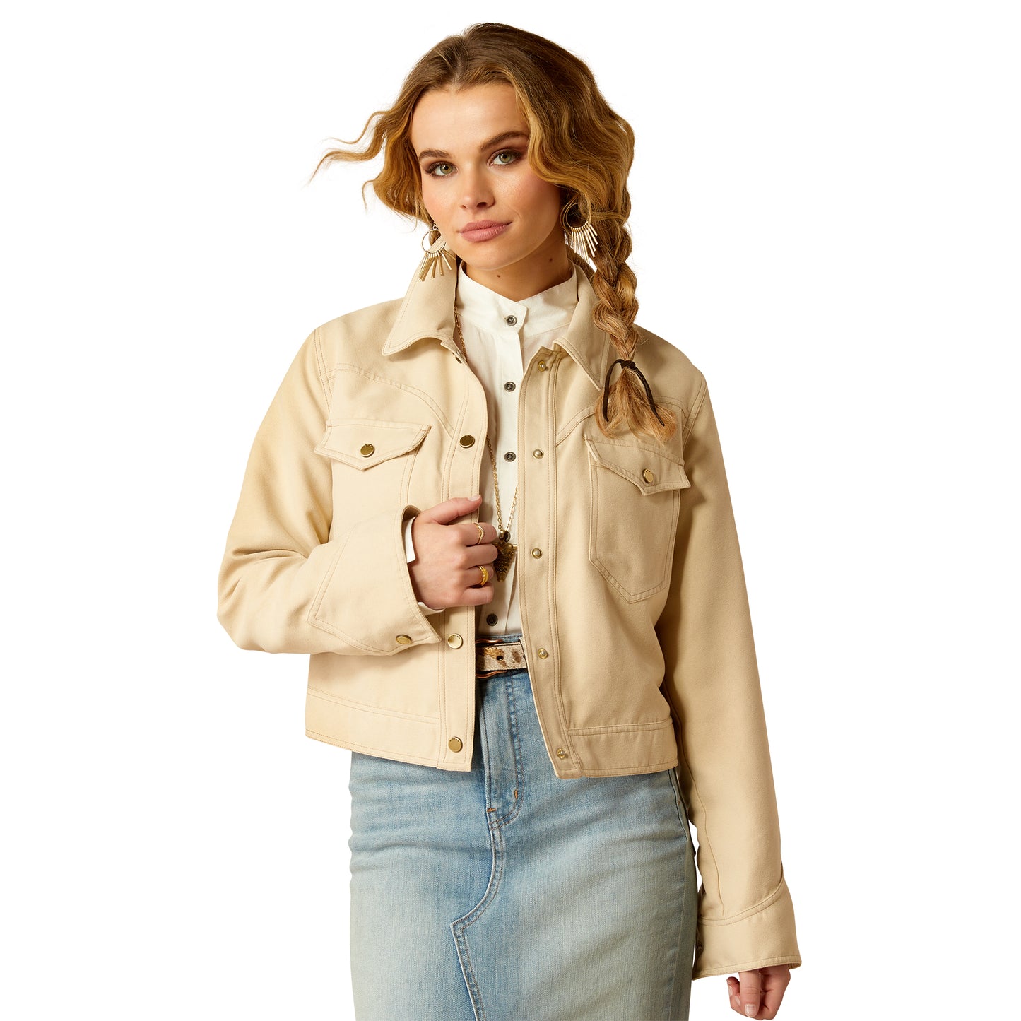 10052045 Ariat Women's Rodeo Cropped Jacket Oyster Grey