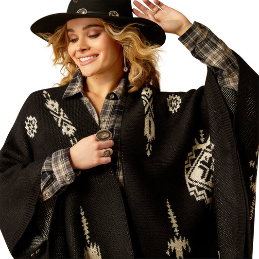 10052047 Ariat Women's Delta Poncho Black/Summer Sand