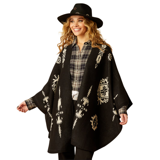 10052047 Ariat Women's Delta Poncho Black/Summer Sand