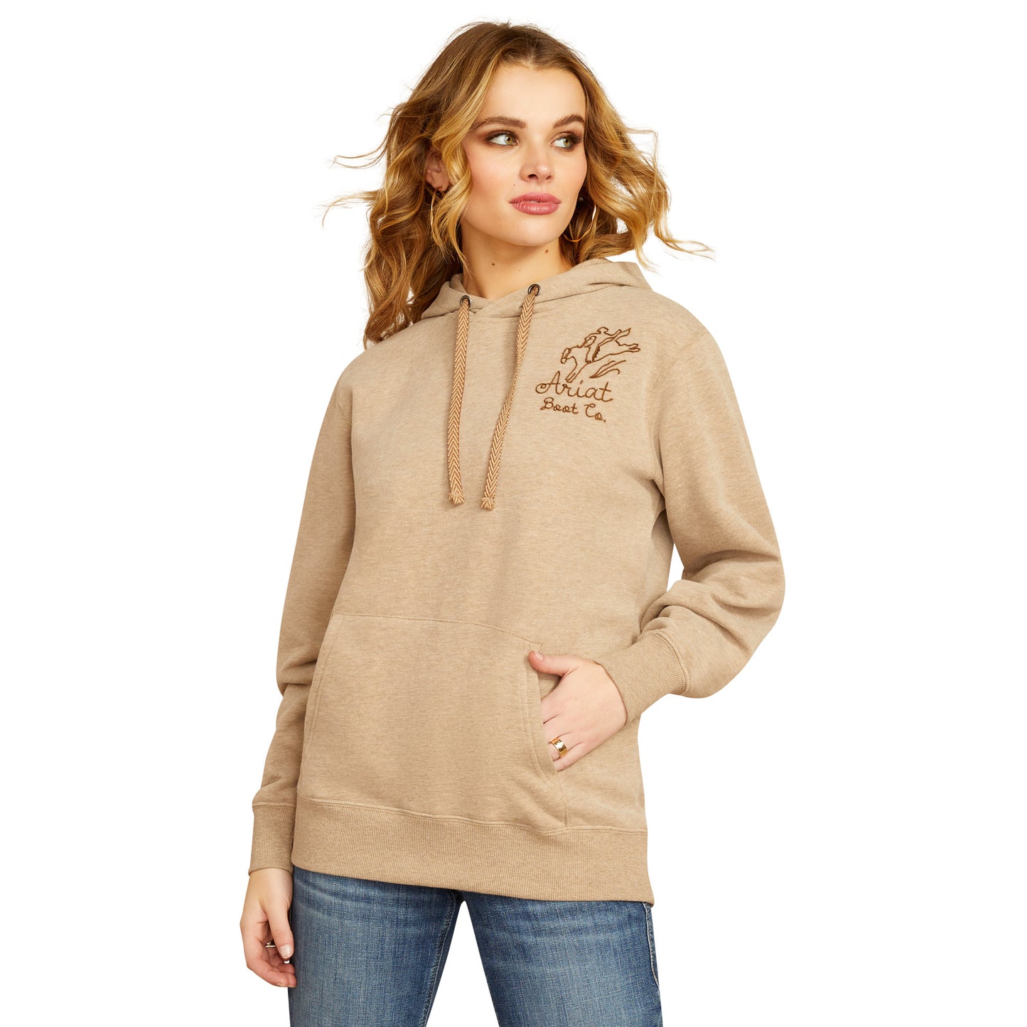 10052408 Ariat Women's Bronco Stitch Hoodie Dark Oatmeal