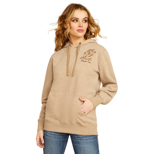 10052408 Ariat Women's Bronco Stitch Hoodie Dark Oatmeal