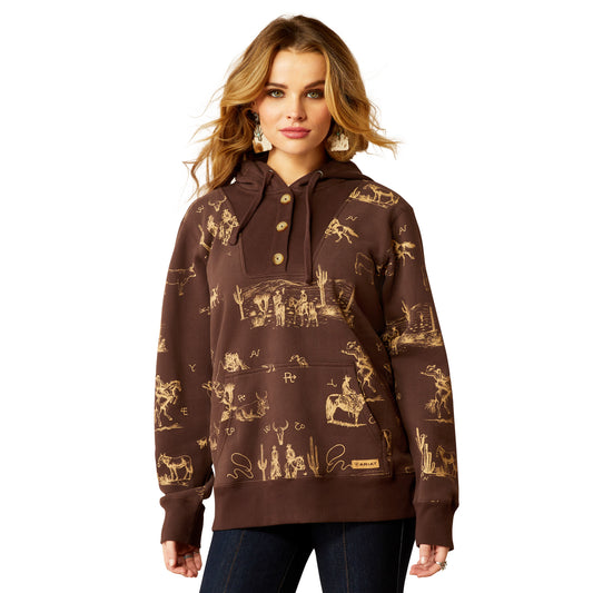 10052413 Ariat Women's Ranchin Hoodie Ranch Print