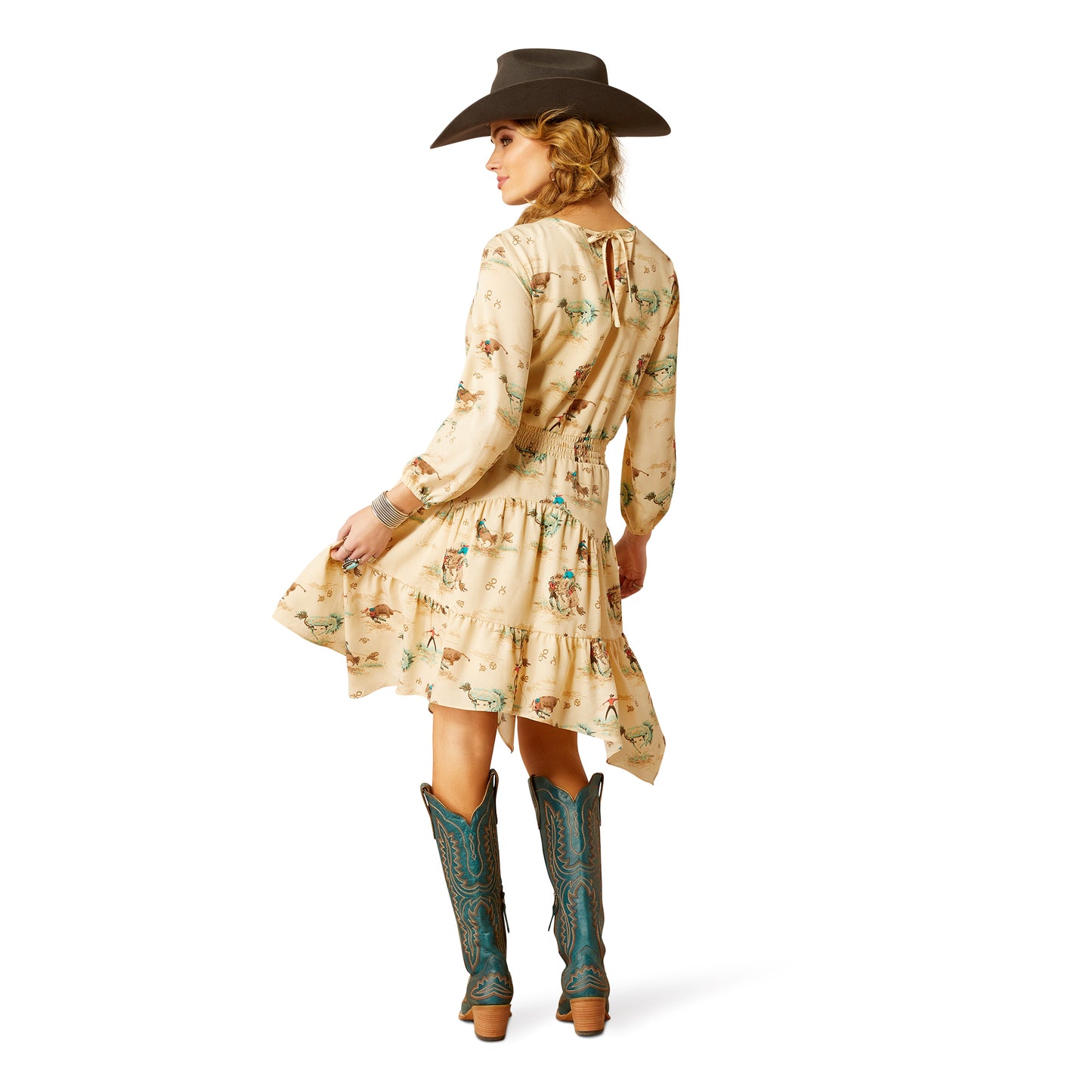 10052602 Ariat Women's Handkerchief Dress Retro Ranch Print