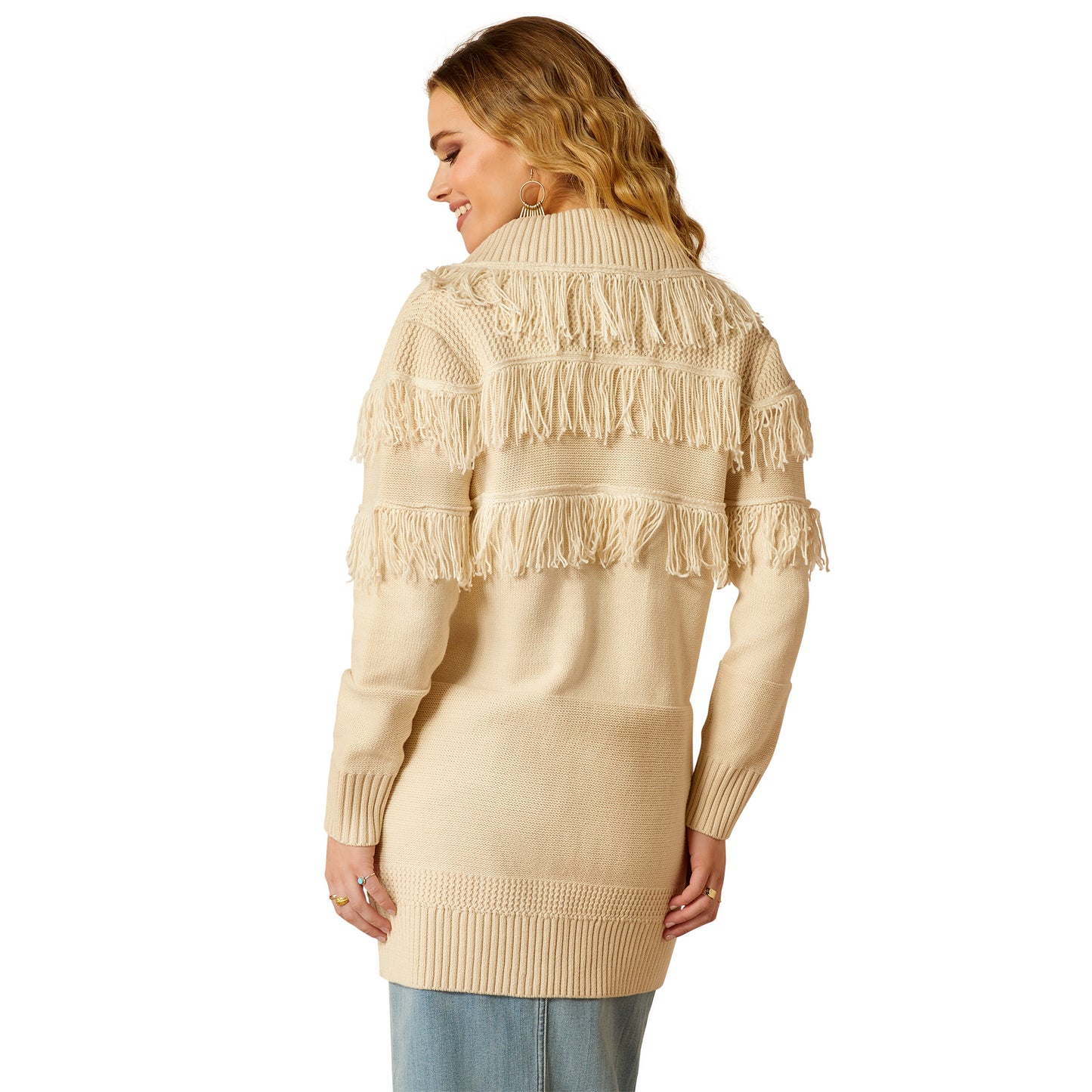 10052606 Ariat Women's Luz Fringe Sweater Summer Sand