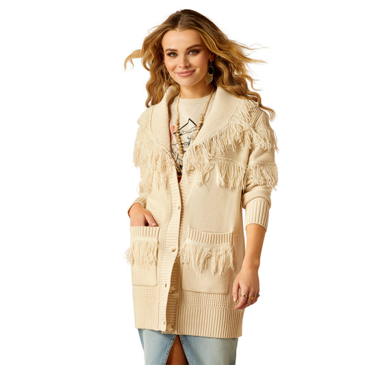 10052606 Ariat Women's Luz Fringe Sweater Summer Sand