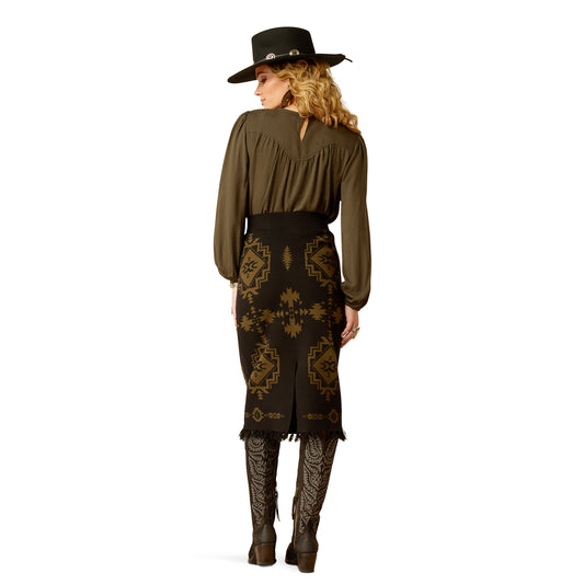 10052645 Ariat Women's Caldera Sweater Skirt Relic/Black