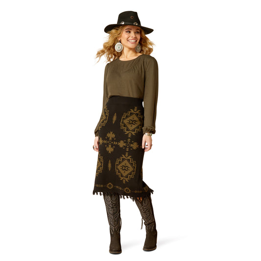 10052645 Ariat Women's Caldera Sweater Skirt Relic/Black