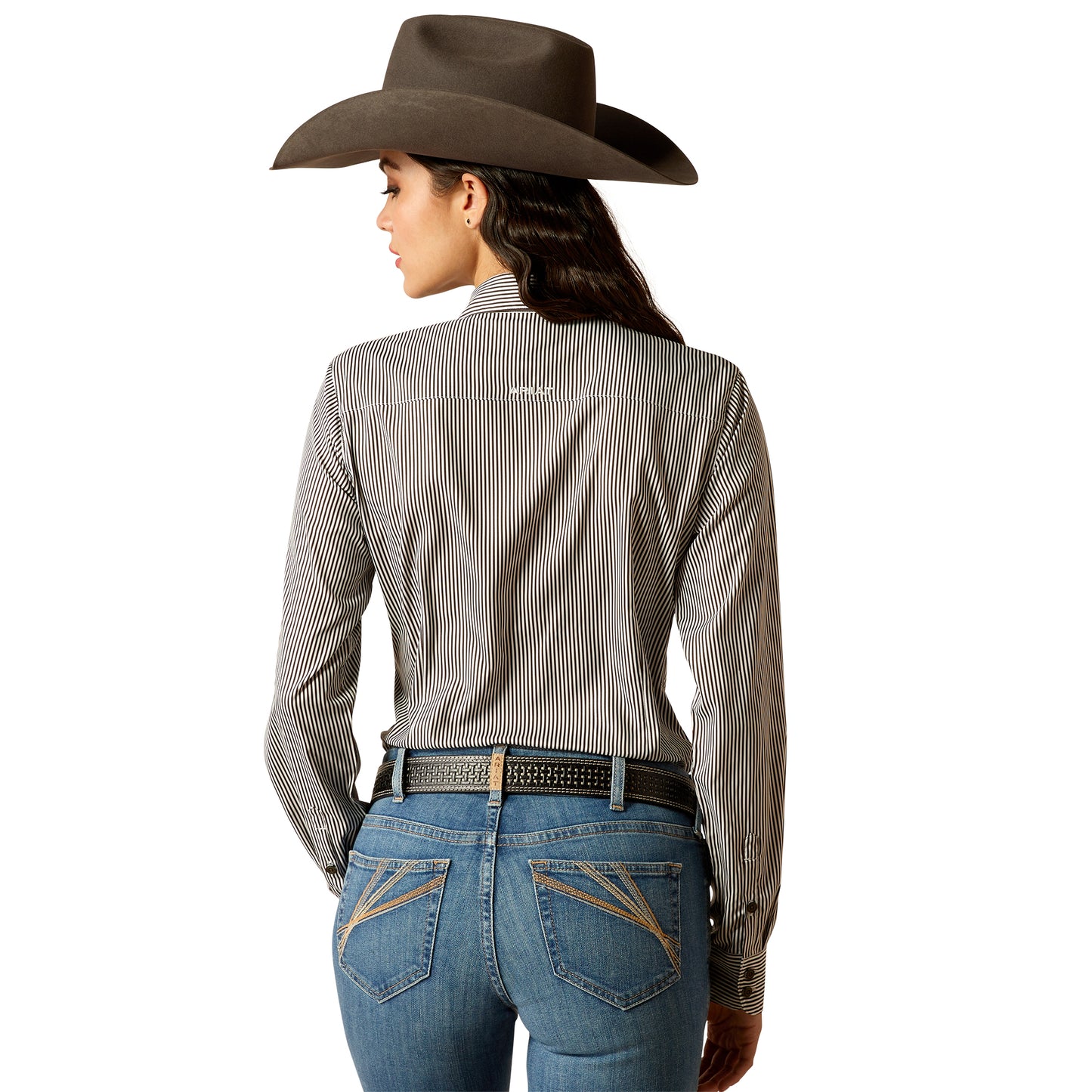 10052979 Ariat Women's Kirby Pro Shirt-Relic/White Stripe