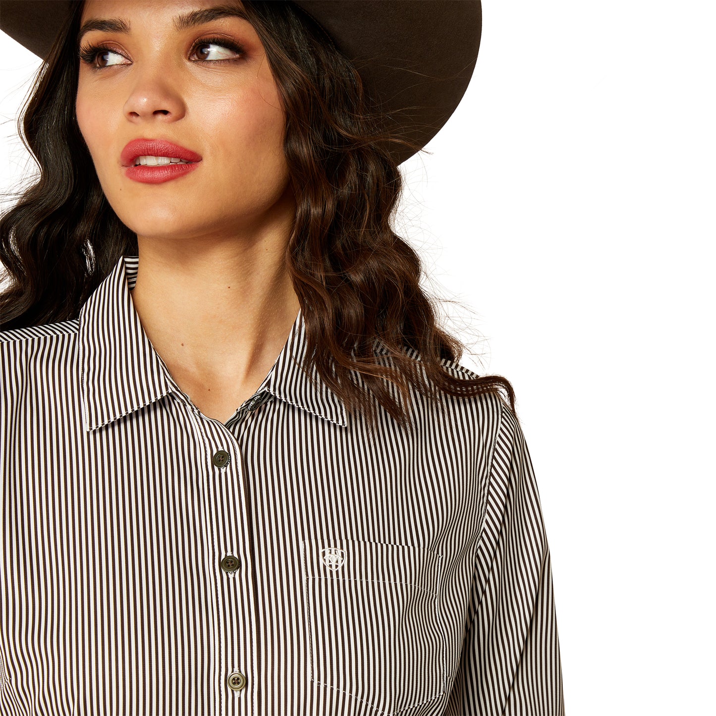 10052979 Ariat Women's Kirby Pro Shirt-Relic/White Stripe